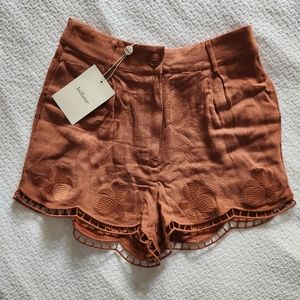 NWT Bohme Linen Shorts Embroidered Eyelet Detail Size Small